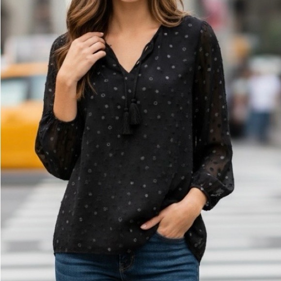 Skies Are Blue Tops - Skies Are Blue Black Polka Dot Blouse NWT Size 1X